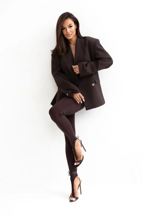Legginsy damskie w prążek Contour Brązowe