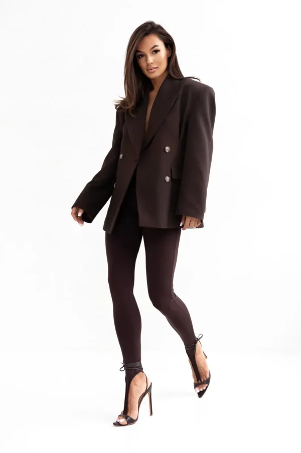 Legginsy damskie w prążek Contour Brązowe