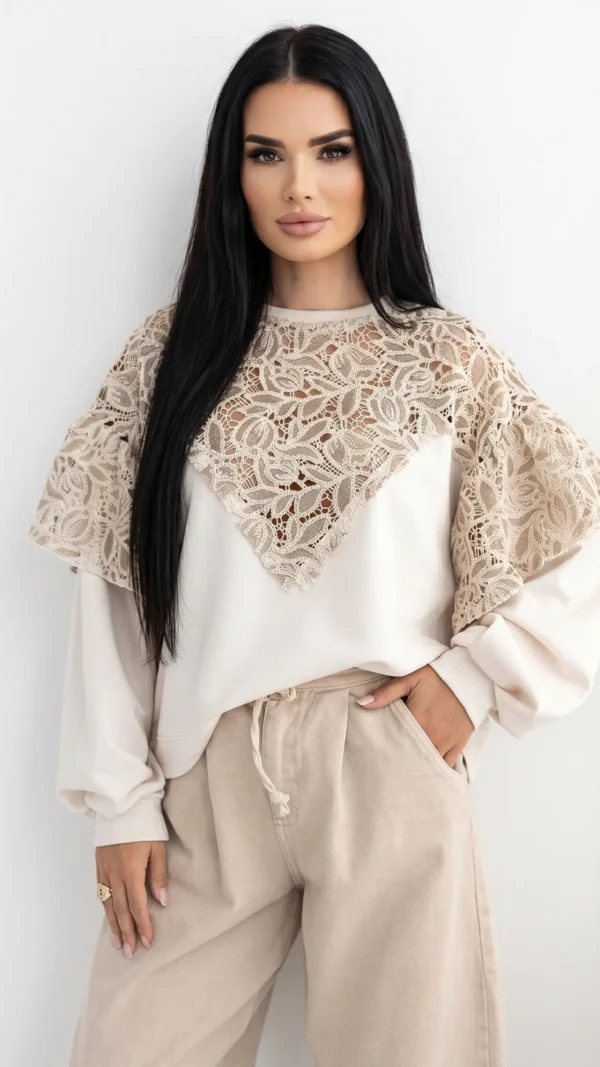 No. 335- Bluza Sover gipiura Beżowa