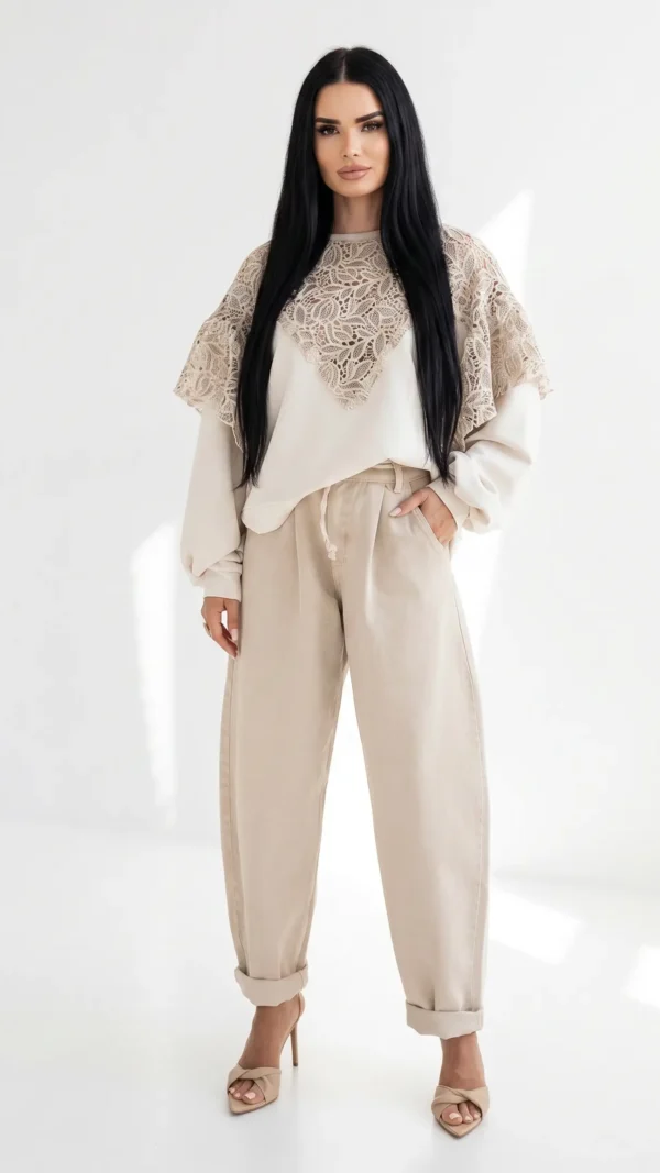 No. 335- Bluza Sover gipiura Beżowa