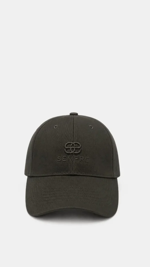 Bawełniana czapka z daszkiem Aurea w kolorze ciemnego khaki z haftowanym logo