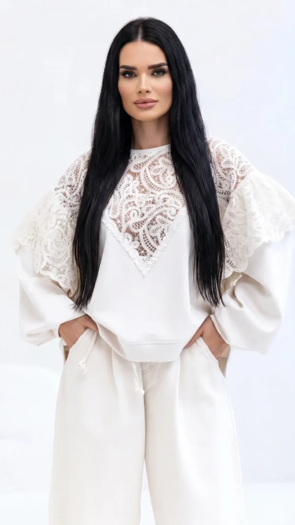 No. 336-  Bluza Sover gipiura Kremowa