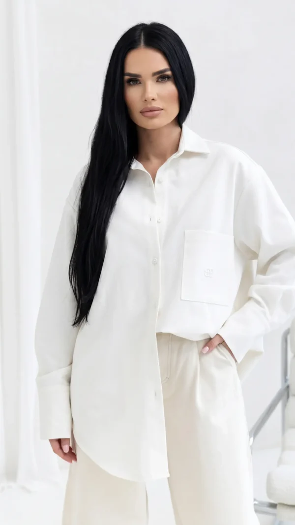 Koszula Jeansowa Oversize Alma Kremowa