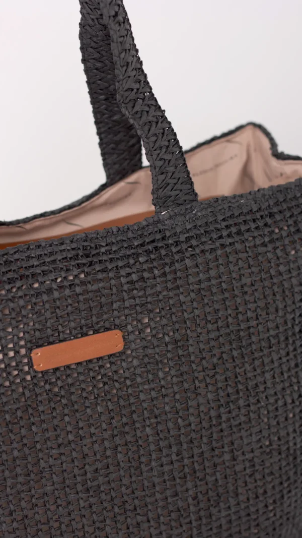 Pleciona torba shopper Novelle czarna