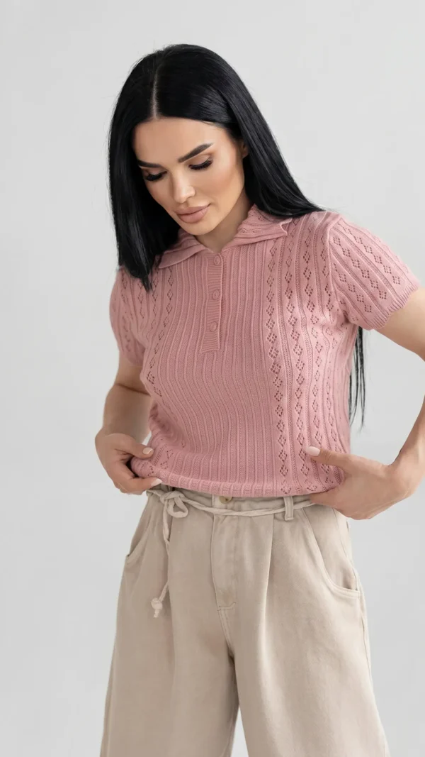 Sweter Damski Ażurowy Lioré Różowy