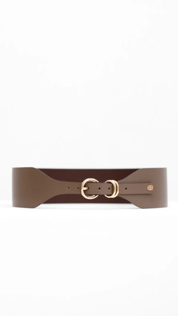 Szeroki pasek skórzany Sorella kawowy