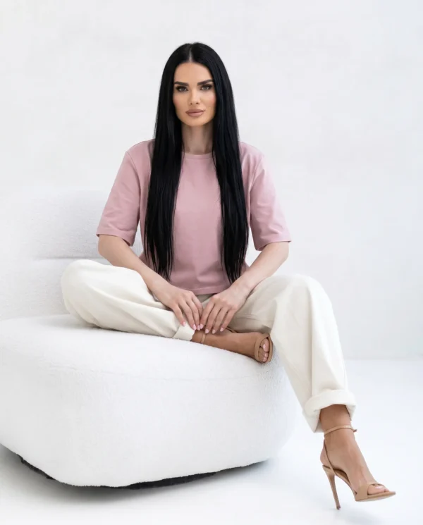 T-shirt Damski Arvia Cropped Brudny Róż