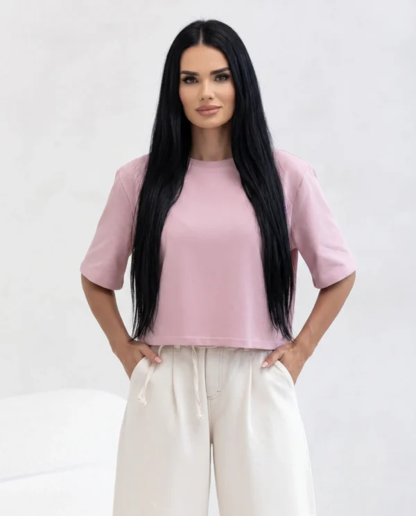 T-shirt Damski Arvia Cropped Brudny Róż