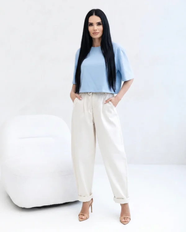 T-shirt Damski Arvia Cropped Niebieski
