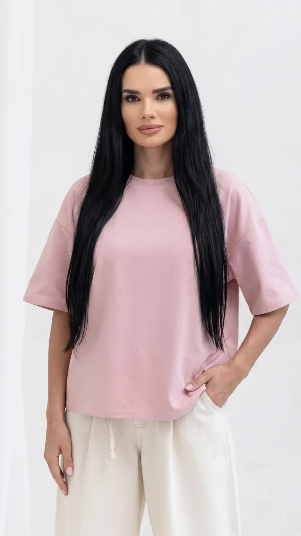 T-shirt Damski Liora Oversize Brudny Róż