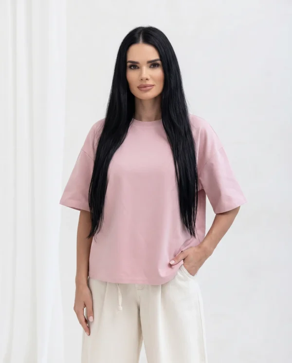 T-shirt Damski Liora Oversize Brudny Róż