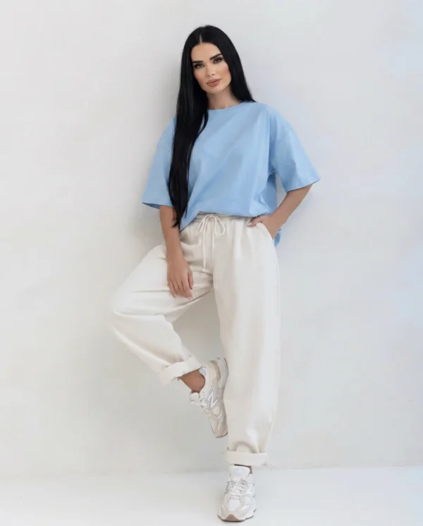 T-shirt Damski Liora Oversize Niebieski