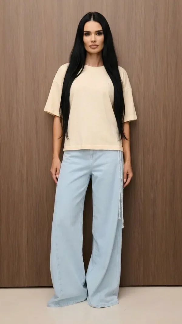 T-shirt Damski Liora Oversize Waniliowy