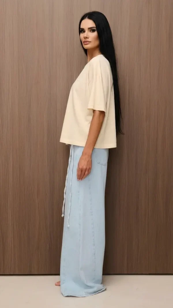 T-shirt Damski Liora Oversize Waniliowy