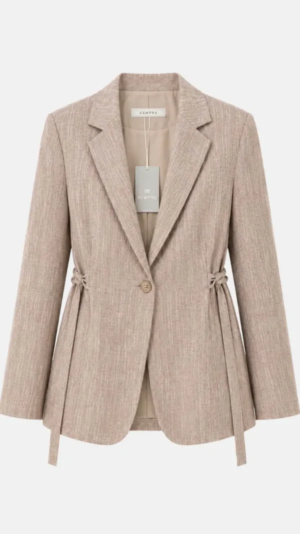 No. 126- Elegancka Lniana marynarka Loraya Ciemny Beż