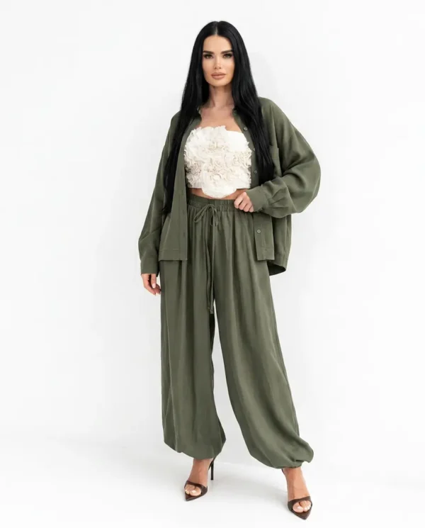 Komplet damski oversize Maison Élise ciemna zieleń