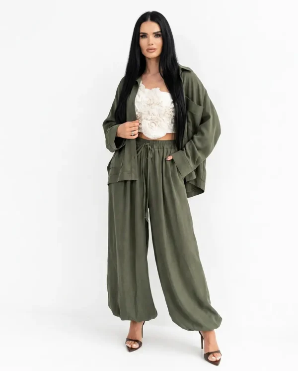 Komplet damski oversize Maison Élise ciemna zieleń