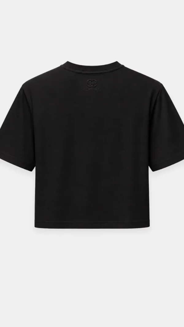 T-shirt damski VENA czarny z poduszkami na ramionach