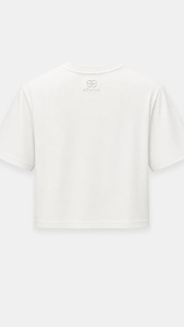 T-shirt damski VENA biały z poduszkami na ramionach