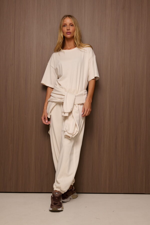 T-shirt Damski Arvia Cropped kokosowy
