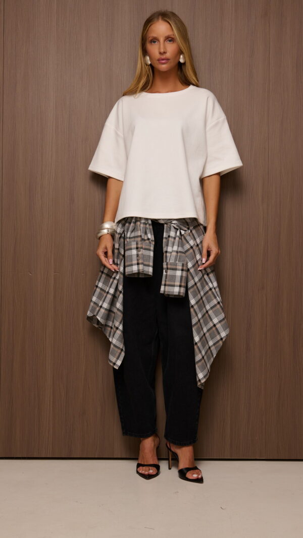 T-shirt damski bawełniany oversize MAISON biały