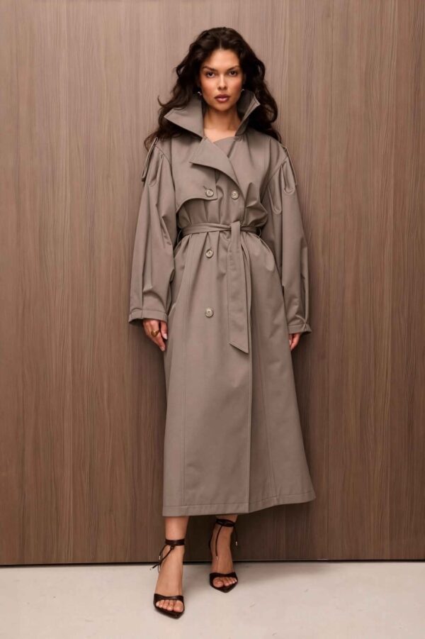 Trencz damski długi oversize CAMDEN Fango