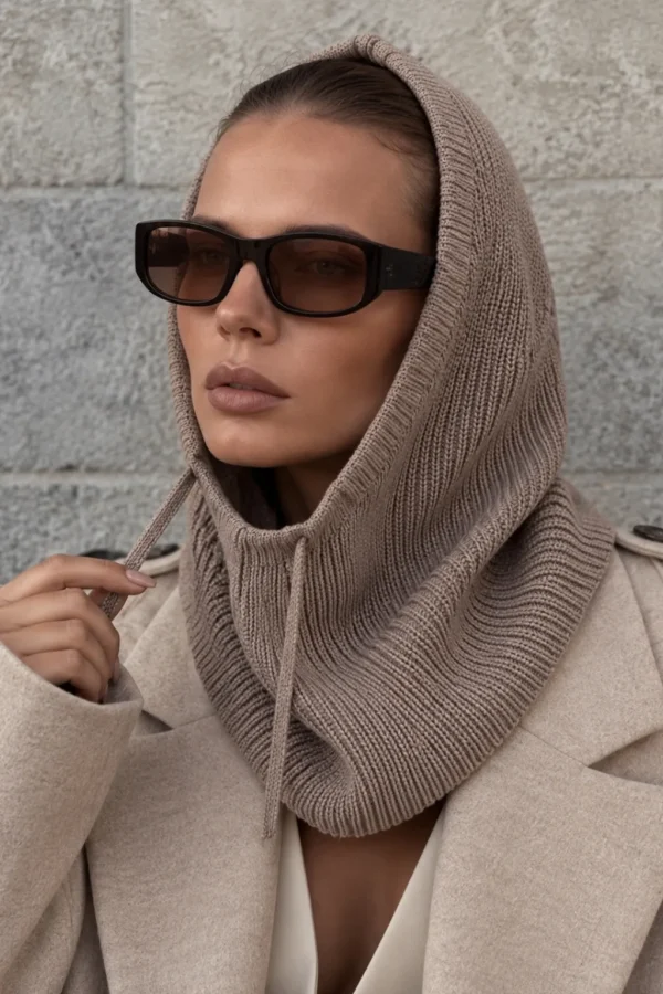 Balaclava z wełny merino z wiązaniem NOOWA fango