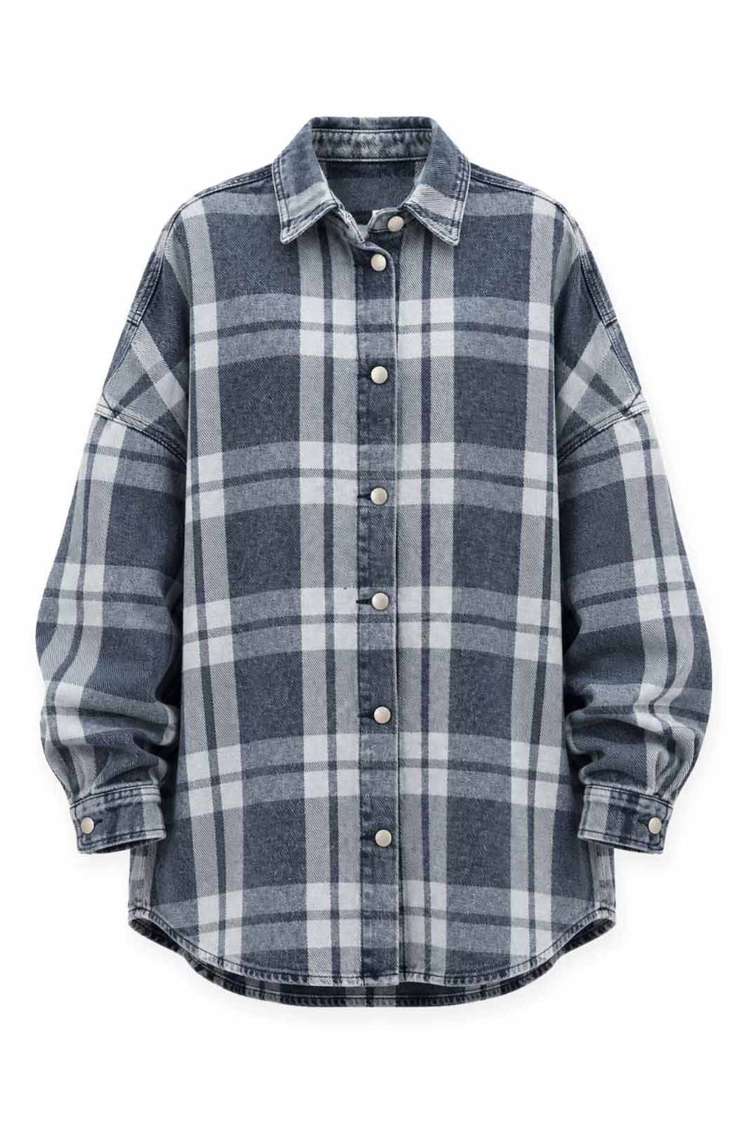 Niebieska koszula jeansowa oversize DENVER ze 100% bawełny
